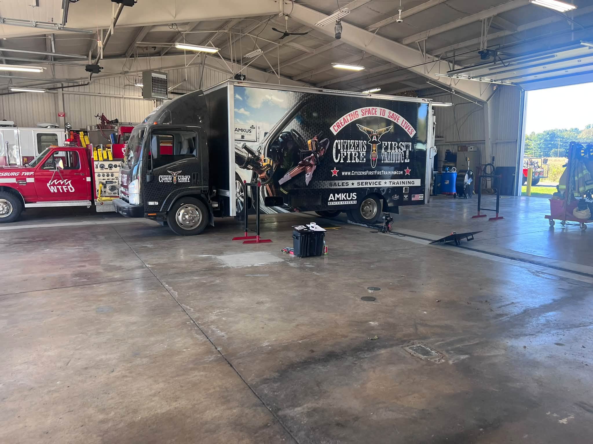 Citizens First Fire Training equipment set up for ladder testing