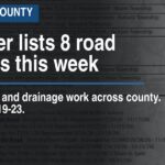 Engineer lists 8 road closures this week