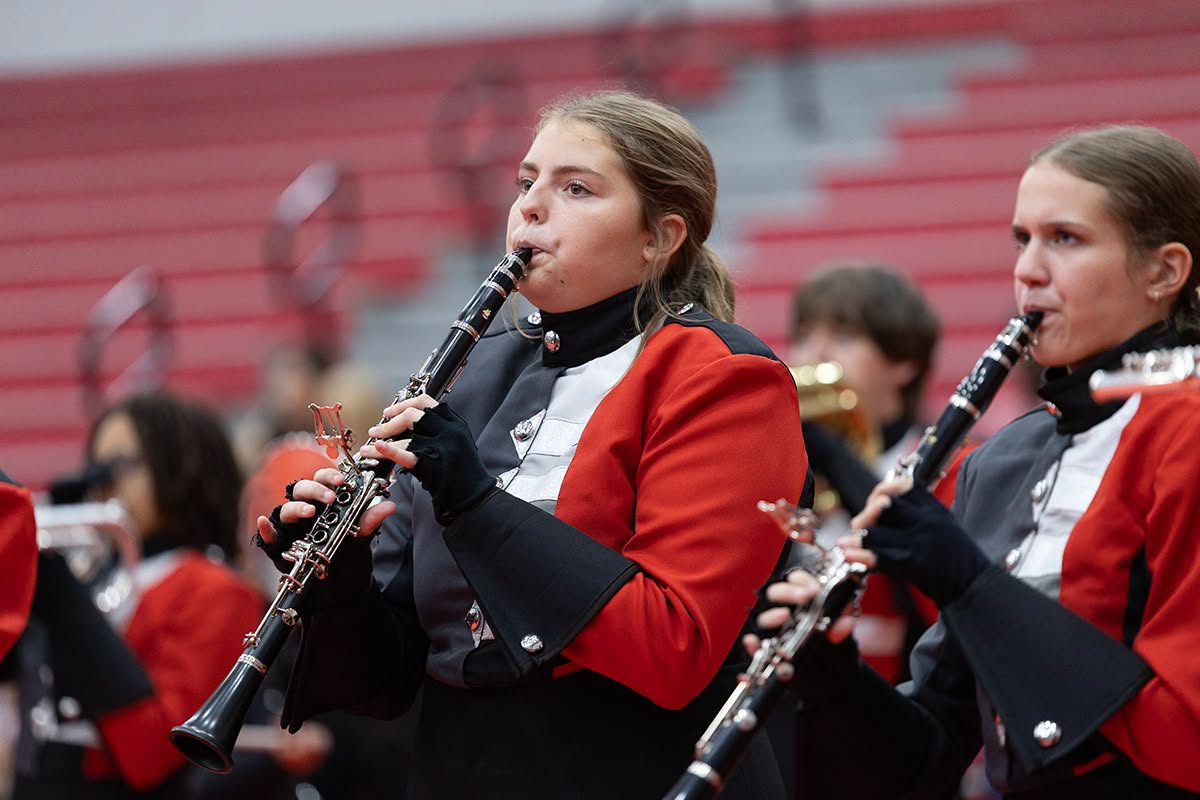 Goshen Warrior clarinet players perform at the season-ending concert