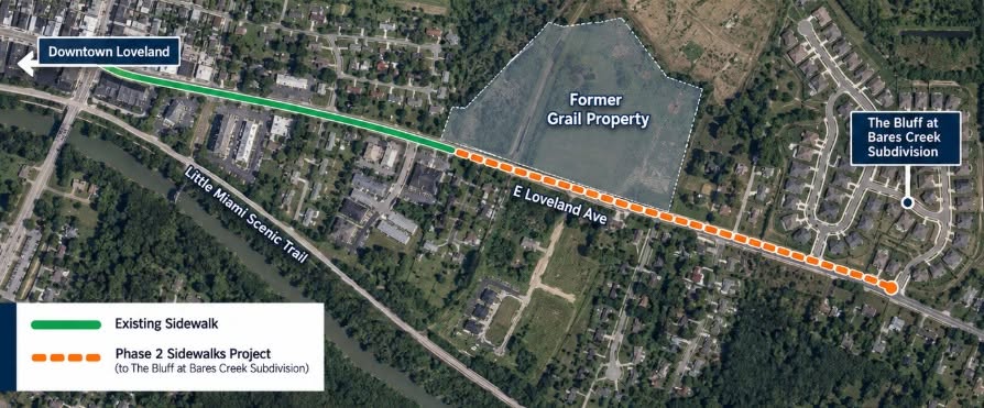 Map of East Loveland Avenue Sidewalks Phase 2 project route