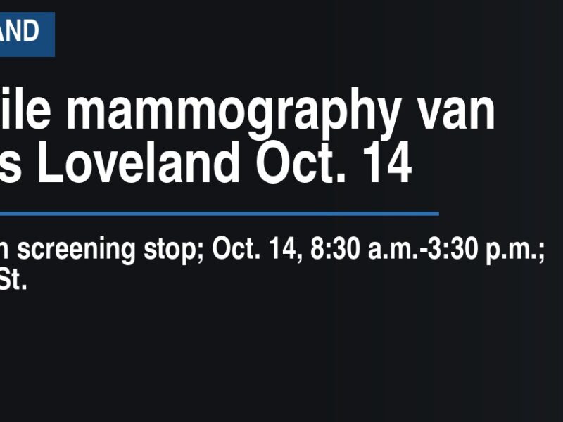 Mobile mammography van visits Loveland Oct. 14
