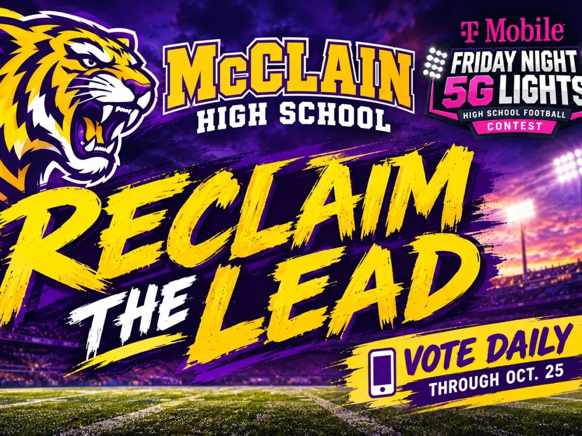 McClain High School urges supporters to vote daily in the T-Mobile Friday Night 5G Lights contest