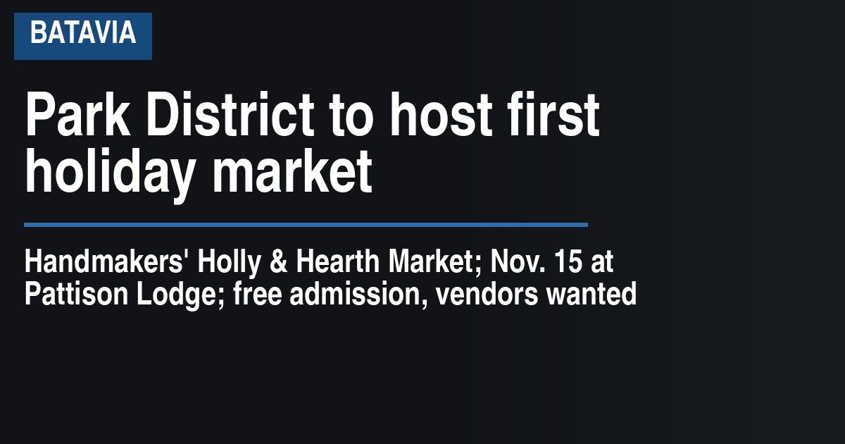 Park District to host first holiday market