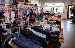 Racks of clothing at RePete's Closet for Kids