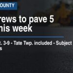 Road crews to pave 5 roads this week