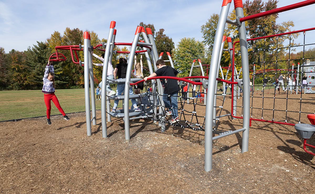 Spaulding Elementary students play on new equipment