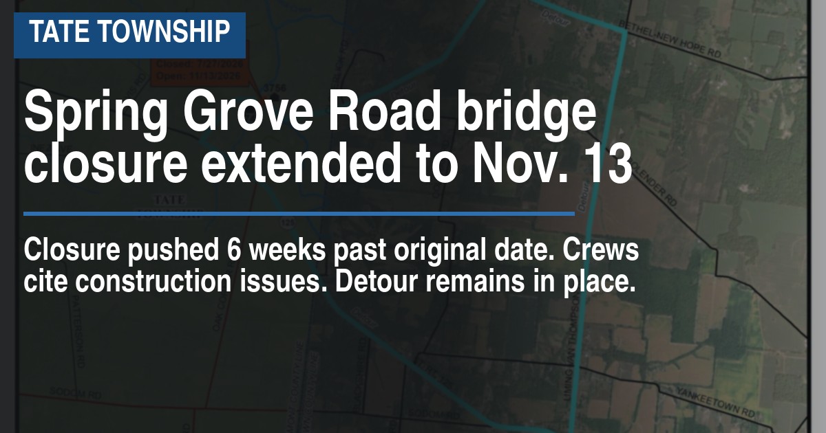 Spring Grove Road bridge closure extended to Nov. 13
