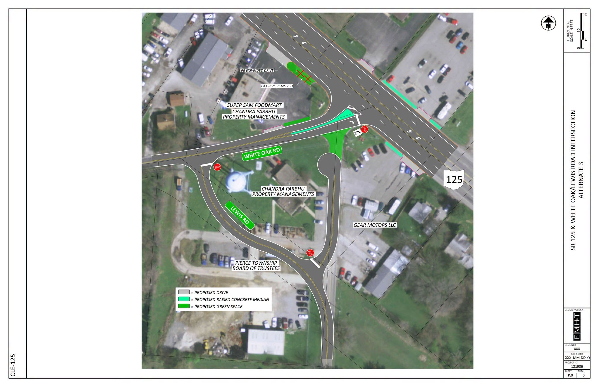 Long-term Alternate 3 design for SR 125 at White Oak and Lewis roads