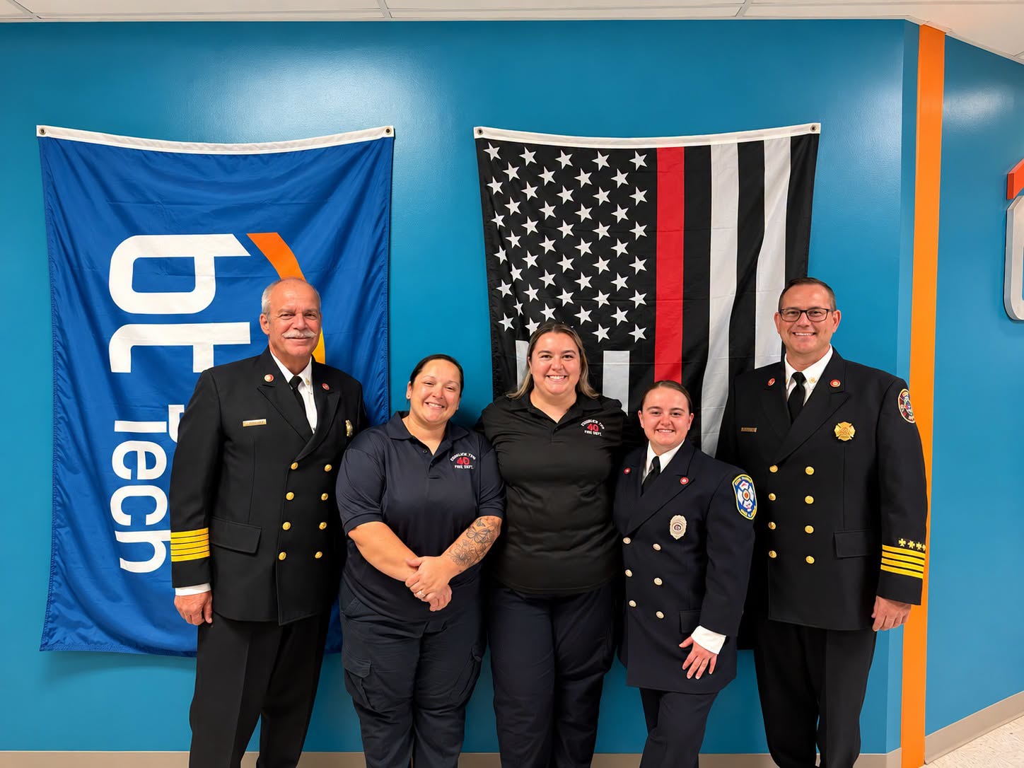 Stonelick Township Fire Department paramedic graduates with department chiefs