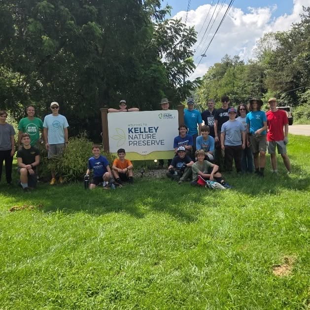 Boy Scout Troop 209 volunteers at Kelley Nature Preserve