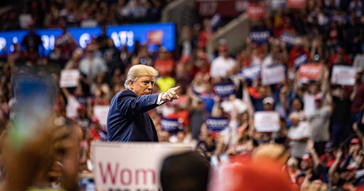 President Donald Trump at a campaign rally