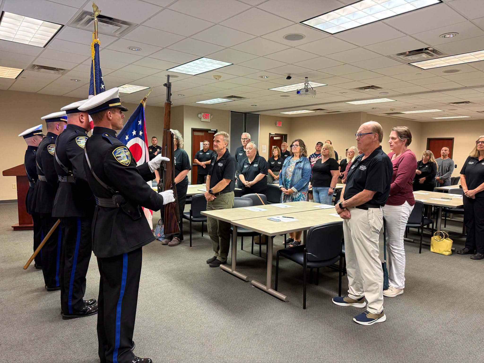 Union Township police honor guard presents colors at Citizens Police Academy graduation