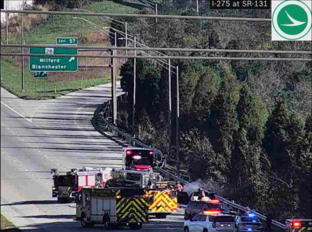 Fire crews respond to vehicle fire on I-275 near Milford