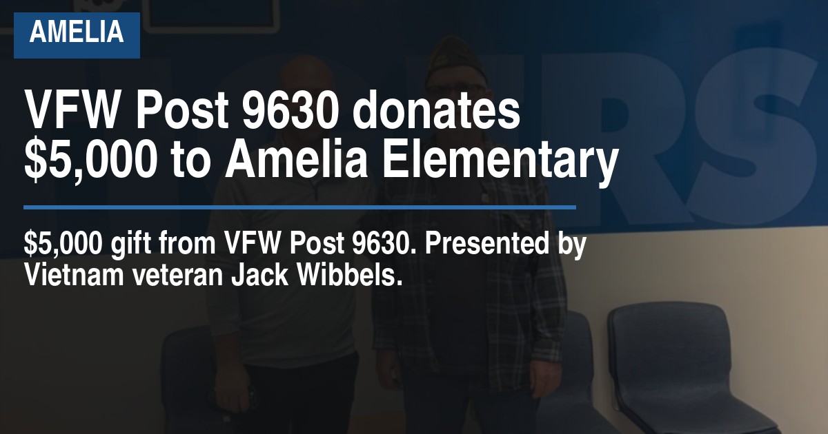 VFW Post 9630 donates $5,000 to Amelia Elementary